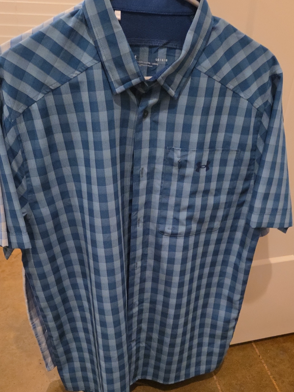 Under Armour Blue Gingham Short-Sleeve Button-Down Shirt